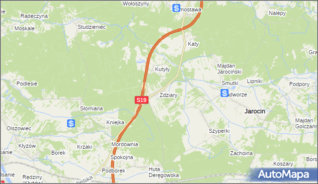 mapa Zdziary gmina Jarocin, Zdziary gmina Jarocin na mapie Targeo