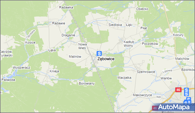 mapa Zębowice powiat oleski, Zębowice powiat oleski na mapie Targeo