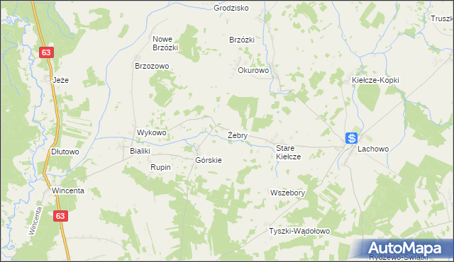 mapa Żebry gmina Kolno, Żebry gmina Kolno na mapie Targeo