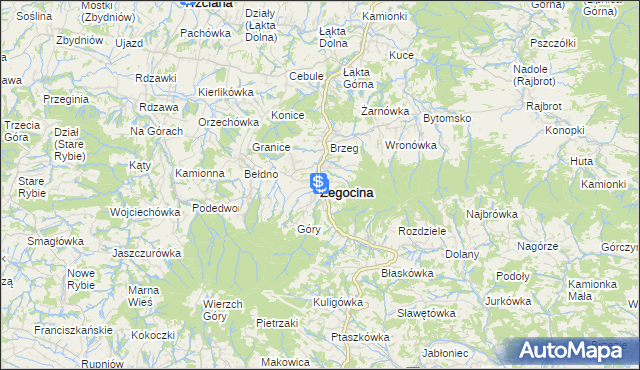 mapa Żegocina, Żegocina na mapie Targeo