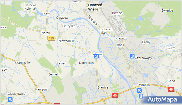 mapa Żelazna gmina Dąbrowa, Żelazna gmina Dąbrowa na mapie Targeo