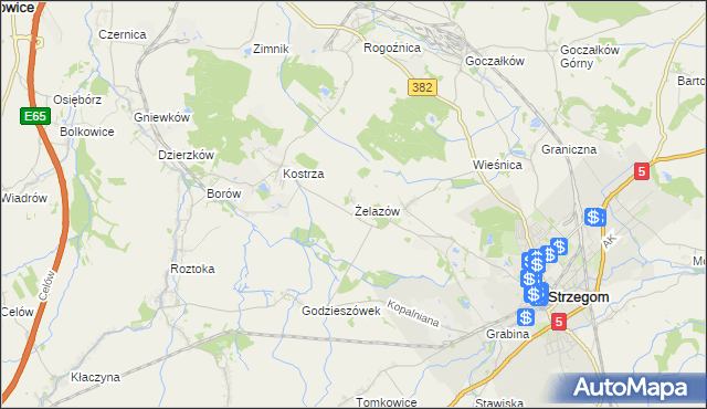 mapa Żelazów gmina Strzegom, Żelazów gmina Strzegom na mapie Targeo