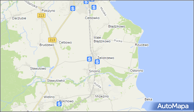 mapa Żelistrzewo, Żelistrzewo na mapie Targeo