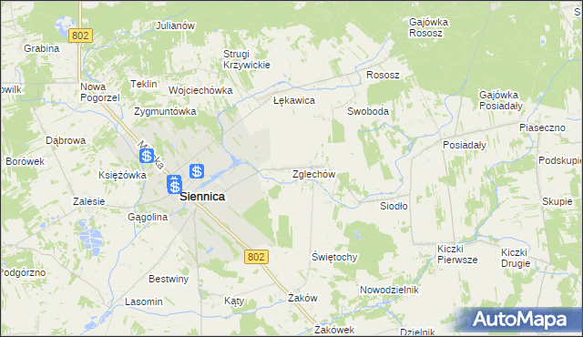 mapa Zglechów, Zglechów na mapie Targeo