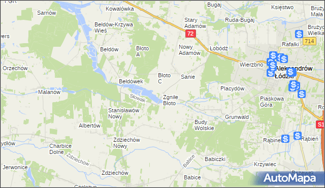 mapa Zgniłe Błoto, Zgniłe Błoto na mapie Targeo
