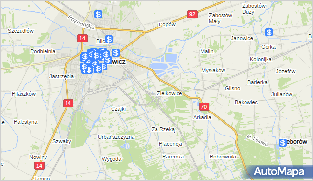 mapa Zielkowice, Zielkowice na mapie Targeo