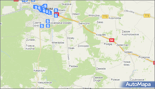 mapa Zimnodół, Zimnodół na mapie Targeo