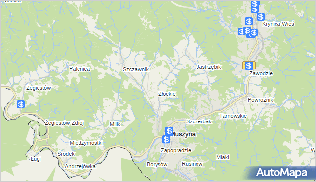 mapa Złockie, Złockie na mapie Targeo