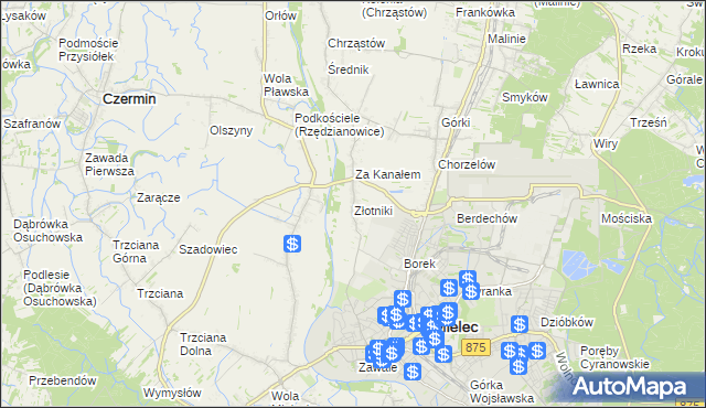 mapa Złotniki gmina Mielec, Złotniki gmina Mielec na mapie Targeo