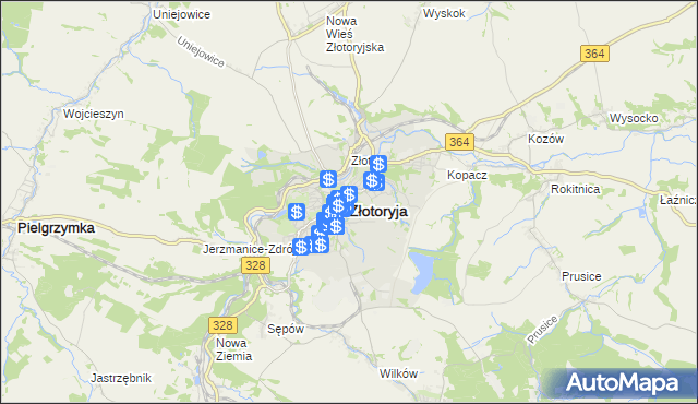 mapa Złotoryja, Złotoryja na mapie Targeo