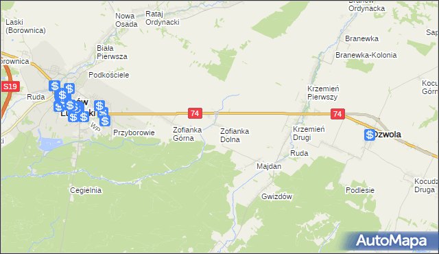 mapa Zofianka Dolna, Zofianka Dolna na mapie Targeo