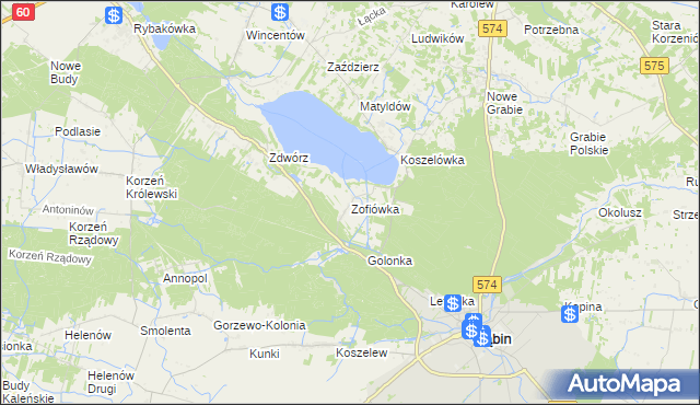 mapa Zofiówka gmina Łąck, Zofiówka gmina Łąck na mapie Targeo