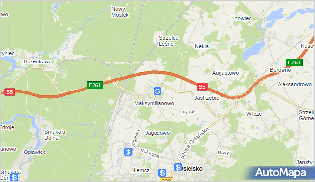 mapa Żołędowo gmina Osielsko, Żołędowo gmina Osielsko na mapie Targeo