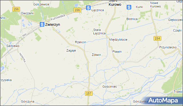 mapa Żółwin gmina Zwierzyn, Żółwin gmina Zwierzyn na mapie Targeo