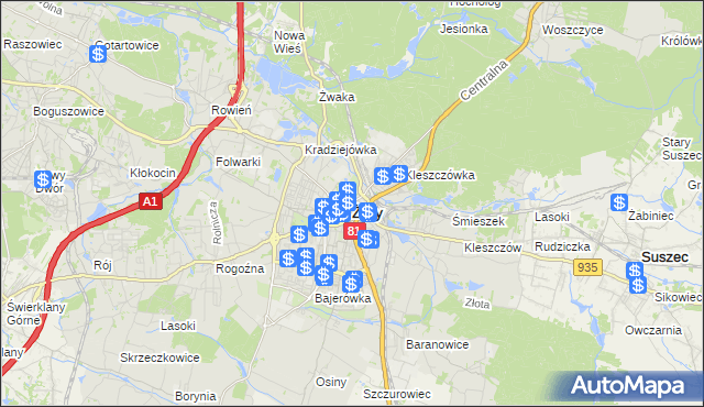 mapa Żor, Żory na mapie Targeo