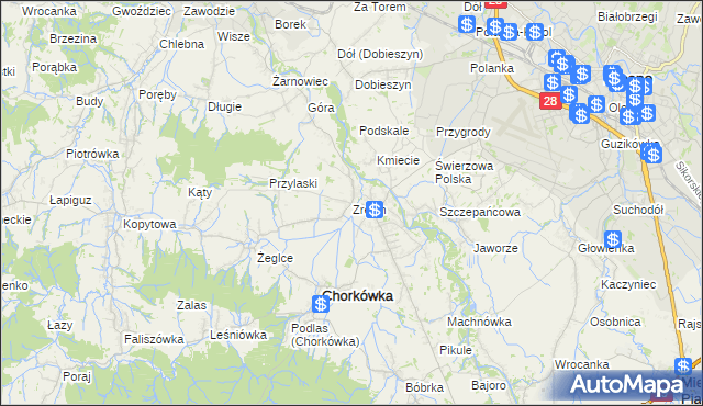 mapa Zręcin, Zręcin na mapie Targeo