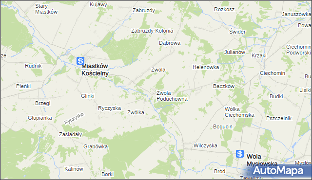 mapa Zwola Poduchowna, Zwola Poduchowna na mapie Targeo