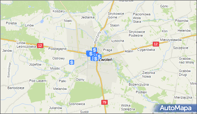 mapa Zwoleń, Zwoleń na mapie Targeo