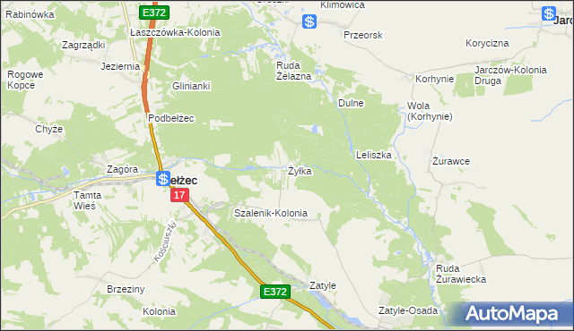 mapa Żyłka, Żyłka na mapie Targeo