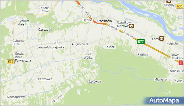 mapa Adamówek gmina Czosnów, Adamówek gmina Czosnów na mapie Targeo