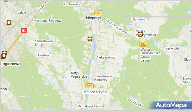 mapa Aleksandrów gmina Nieporęt, Aleksandrów gmina Nieporęt na mapie Targeo