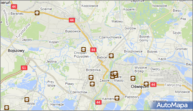 mapa Babice gmina Oświęcim, Babice gmina Oświęcim na mapie Targeo