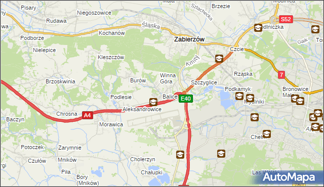 mapa Balice gmina Zabierzów, Balice gmina Zabierzów na mapie Targeo