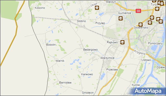 mapa Będargowo gmina Kołbaskowo, Będargowo gmina Kołbaskowo na mapie Targeo