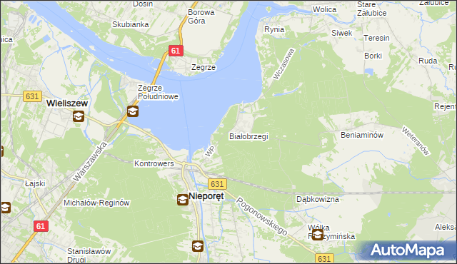 mapa Białobrzegi gmina Nieporęt, Białobrzegi gmina Nieporęt na mapie Targeo