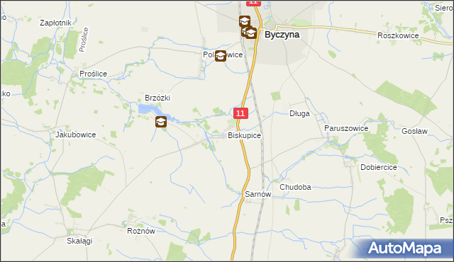 mapa Biskupice gmina Byczyna, Biskupice gmina Byczyna na mapie Targeo