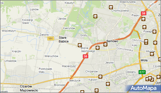 mapa Blizne Jasińskiego, Blizne Jasińskiego na mapie Targeo