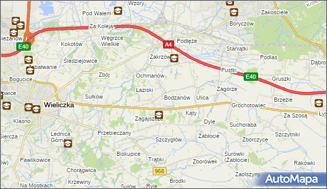 mapa Bodzanów gmina Biskupice, Bodzanów gmina Biskupice na mapie Targeo