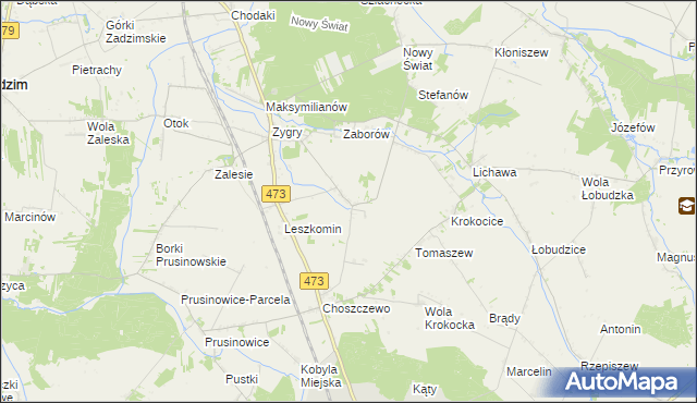 mapa Bogucice gmina Zadzim, Bogucice gmina Zadzim na mapie Targeo