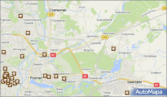 mapa Bogucin gmina Swarzędz, Bogucin gmina Swarzędz na mapie Targeo