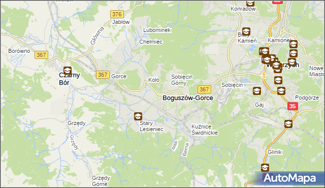 mapa Boguszów-Gorce, Boguszów-Gorce na mapie Targeo