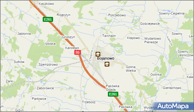 mapa Bojanowo powiat rawicki, Bojanowo powiat rawicki na mapie Targeo