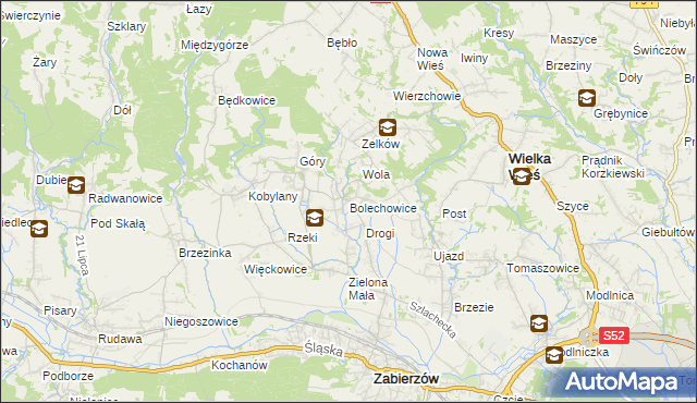 mapa Bolechowice gmina Zabierzów, Bolechowice gmina Zabierzów na mapie Targeo