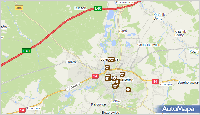 mapa Bolesławice gmina Bolesławiec, Bolesławice gmina Bolesławiec na mapie Targeo