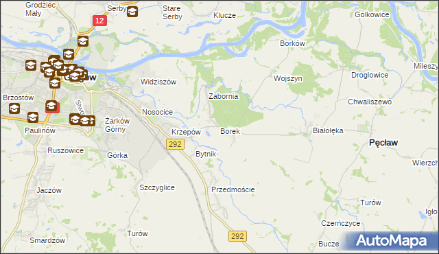 mapa Borek gmina Głogów, Borek gmina Głogów na mapie Targeo