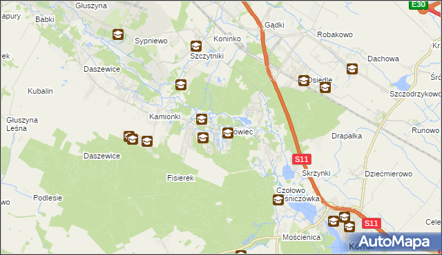 mapa Borówiec gmina Kórnik, Borówiec gmina Kórnik na mapie Targeo