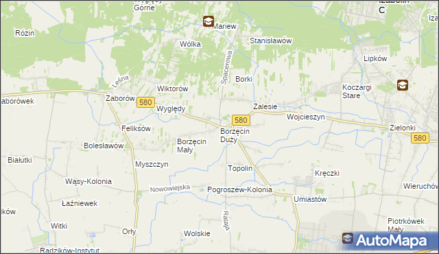 mapa Borzęcin Duży, Borzęcin Duży na mapie Targeo