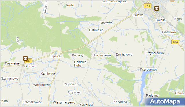 mapa Brodziszewo, Brodziszewo na mapie Targeo