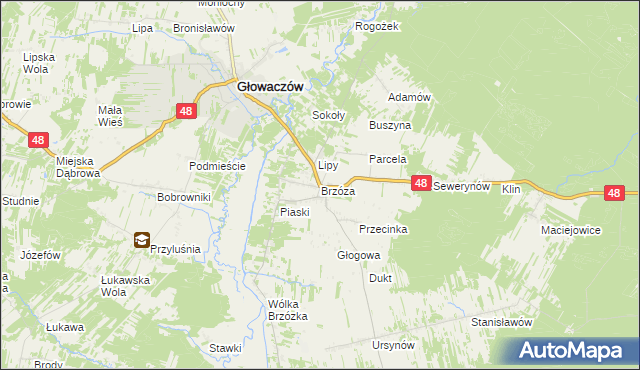 mapa Brzóza, Brzóza na mapie Targeo