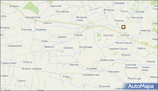 mapa Brzozówek, Brzozówek na mapie Targeo