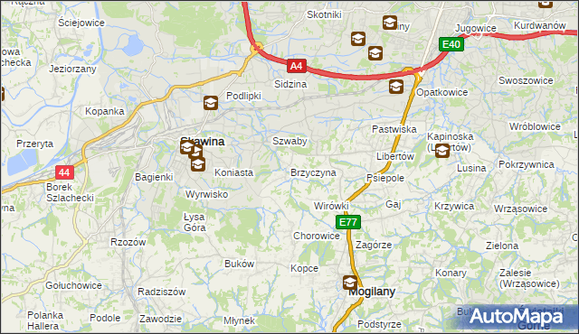 mapa Brzyczyna, Brzyczyna na mapie Targeo