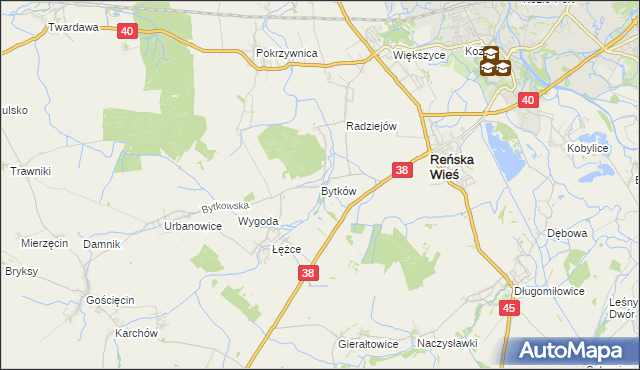 mapa Bytków gmina Reńska Wieś, Bytków gmina Reńska Wieś na mapie Targeo