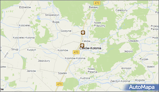 mapa Ceków-Kolonia, Ceków-Kolonia na mapie Targeo