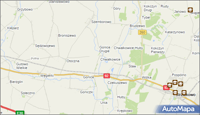 mapa Chwałkowice gmina Strzałkowo, Chwałkowice gmina Strzałkowo na mapie Targeo