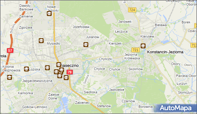 mapa Chyliczki gmina Piaseczno, Chyliczki gmina Piaseczno na mapie Targeo