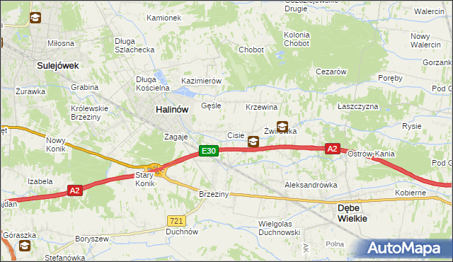 mapa Cisie gmina Halinów, Cisie gmina Halinów na mapie Targeo